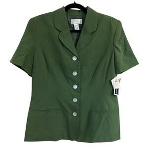 NWT vintage Jennifer Moore Silk green button down blouse size 10 office career